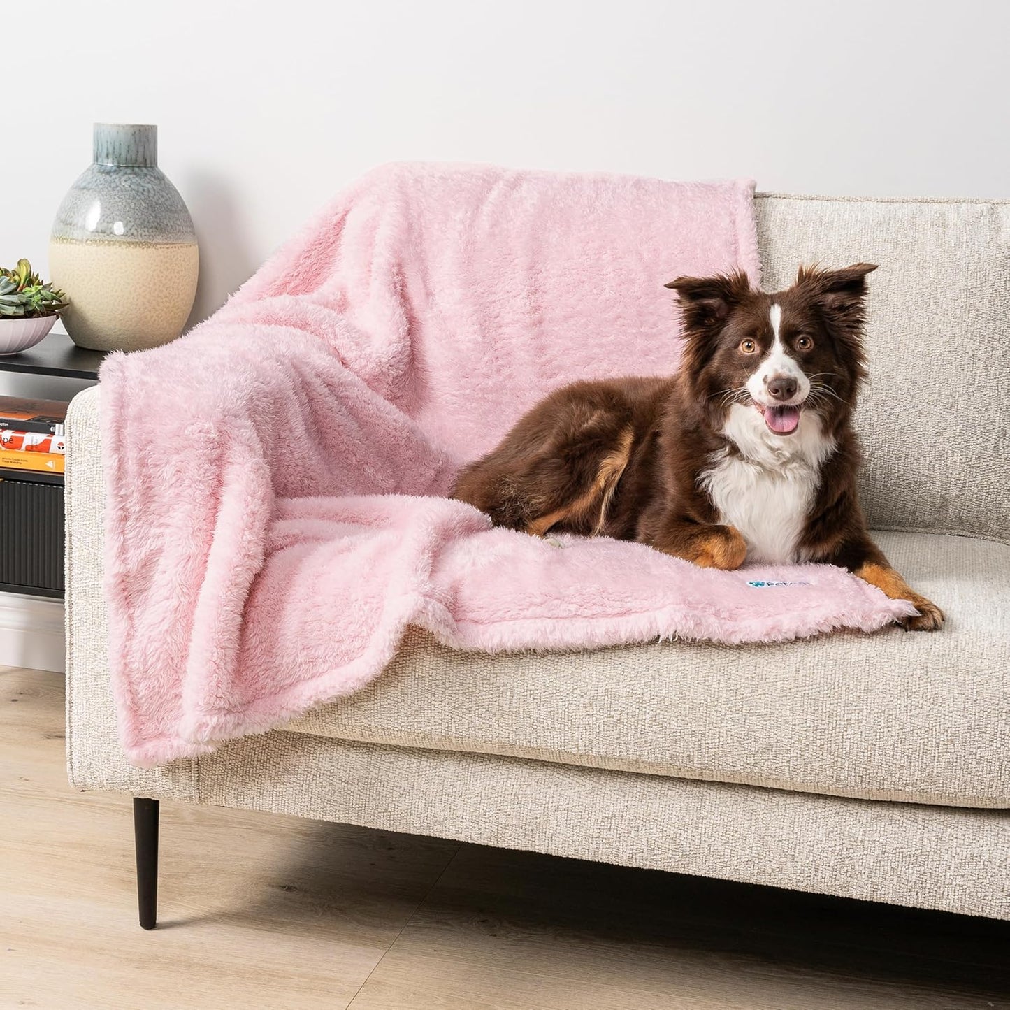 Fluffy Waterproof Dog Blanket for Couch and Bed, Reversible Sherpa Pet Throw, Pee Proof Furniture Protector Sofa Cover, Washable Cat Blanket for Small Medium Dogs and Cats (Pink Blush, 24X32)