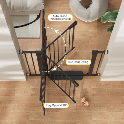 Mom'S Choice Awards Winner- 29.7"-51.5" Baby Gate Extra Wide, Safety Dog Gate for Stairs, Easy Walk Thru Auto Close Pet Gates for the House, Doorways, Child Gate Includes 4 Wall Cups,White